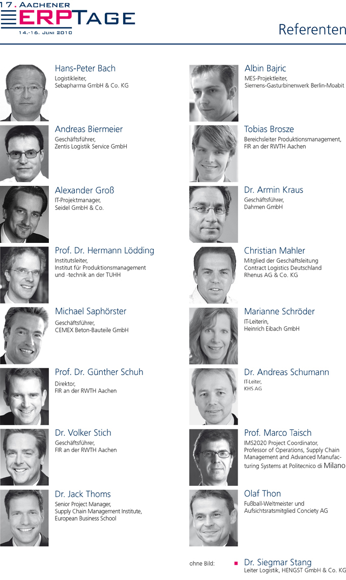 ERP-Tage 2010, Fachtagung: Referenten